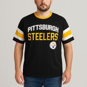 NFL Pittsburgh Steelers Black Gold Stripe Cotton Tee Shirt 2XL G-III Apparel